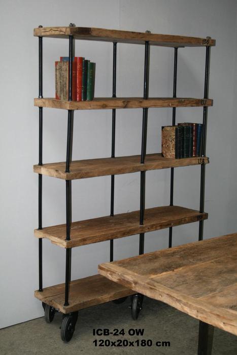 Industrial wooden bookrack