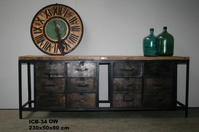 Industrial work sideboard with 12 drawer